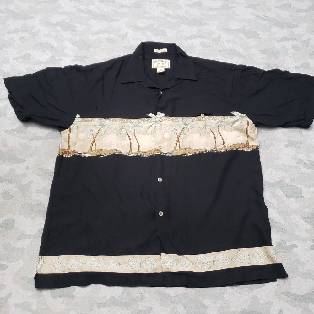 Bamboo Cay Shirt Mens XL Black Short Sleeve Button Up